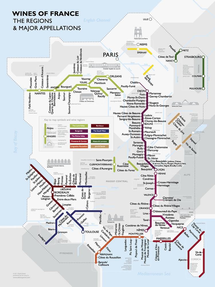 Metro Wine Map of France | De Long