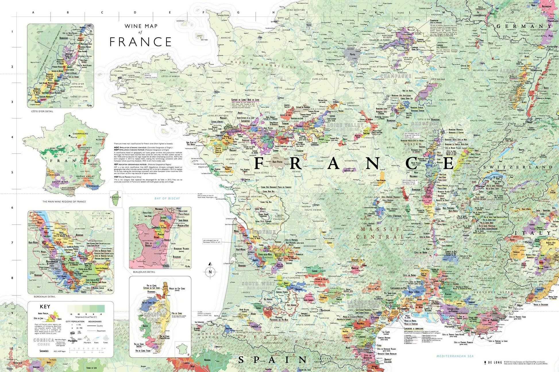 Wine Map of France - Bookshelf Edition Map