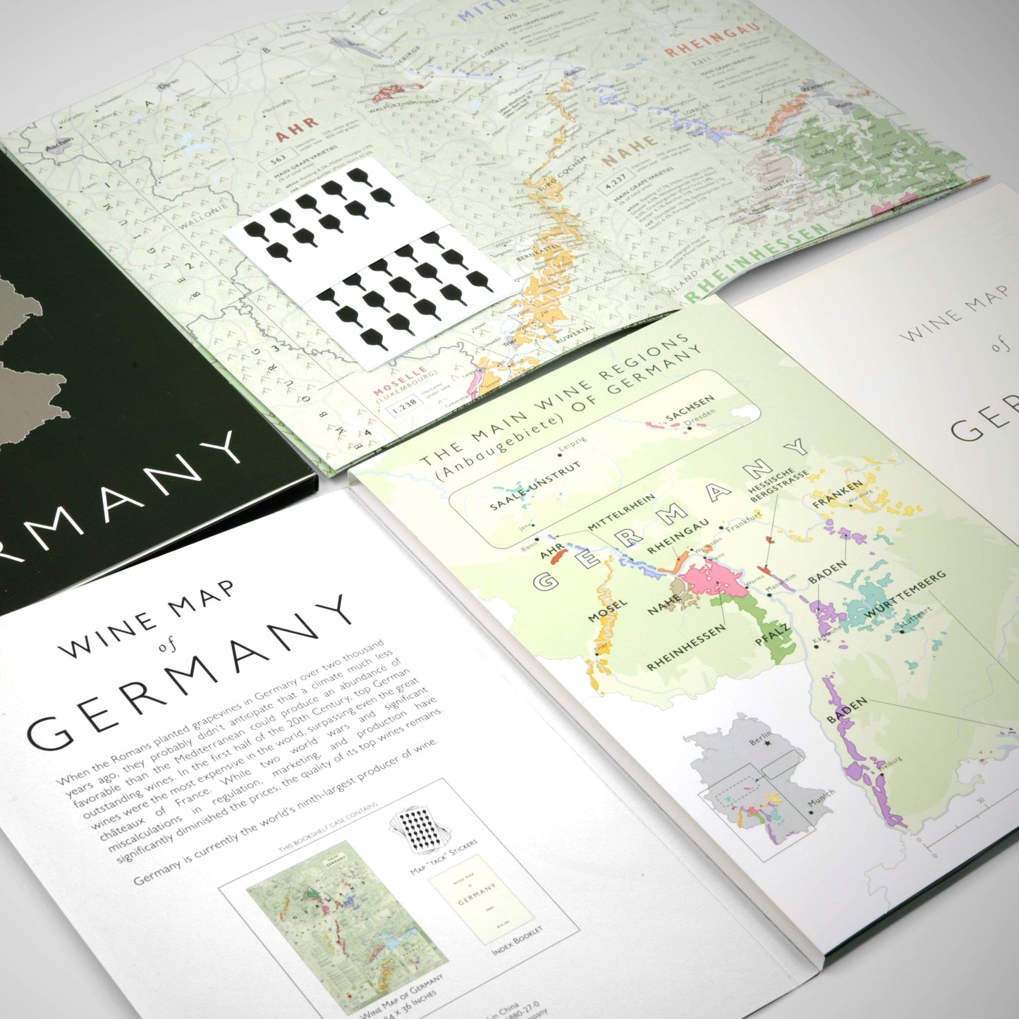 Wine Map of Germany Bookshelf Edition Open