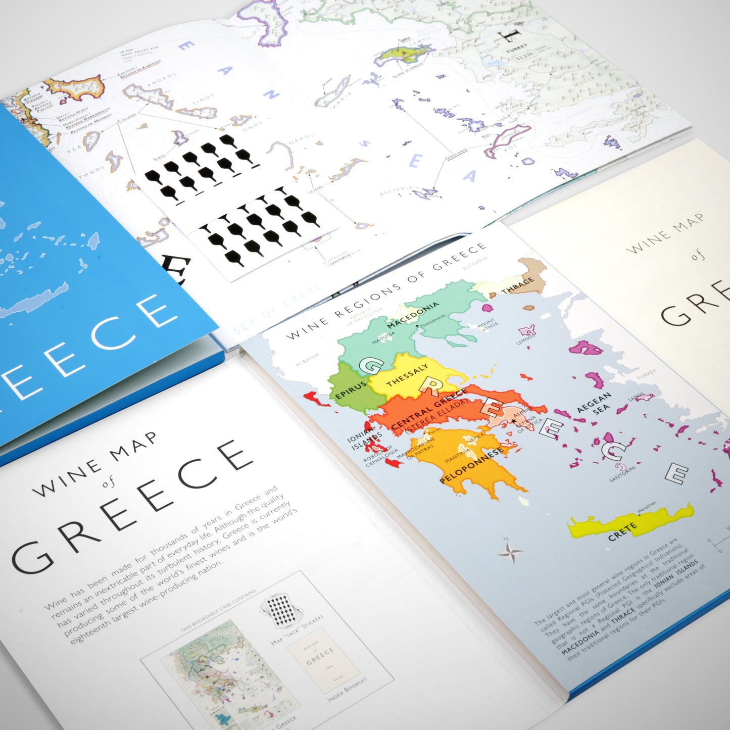 Wine Map of Greece Bookshelf Edition Open