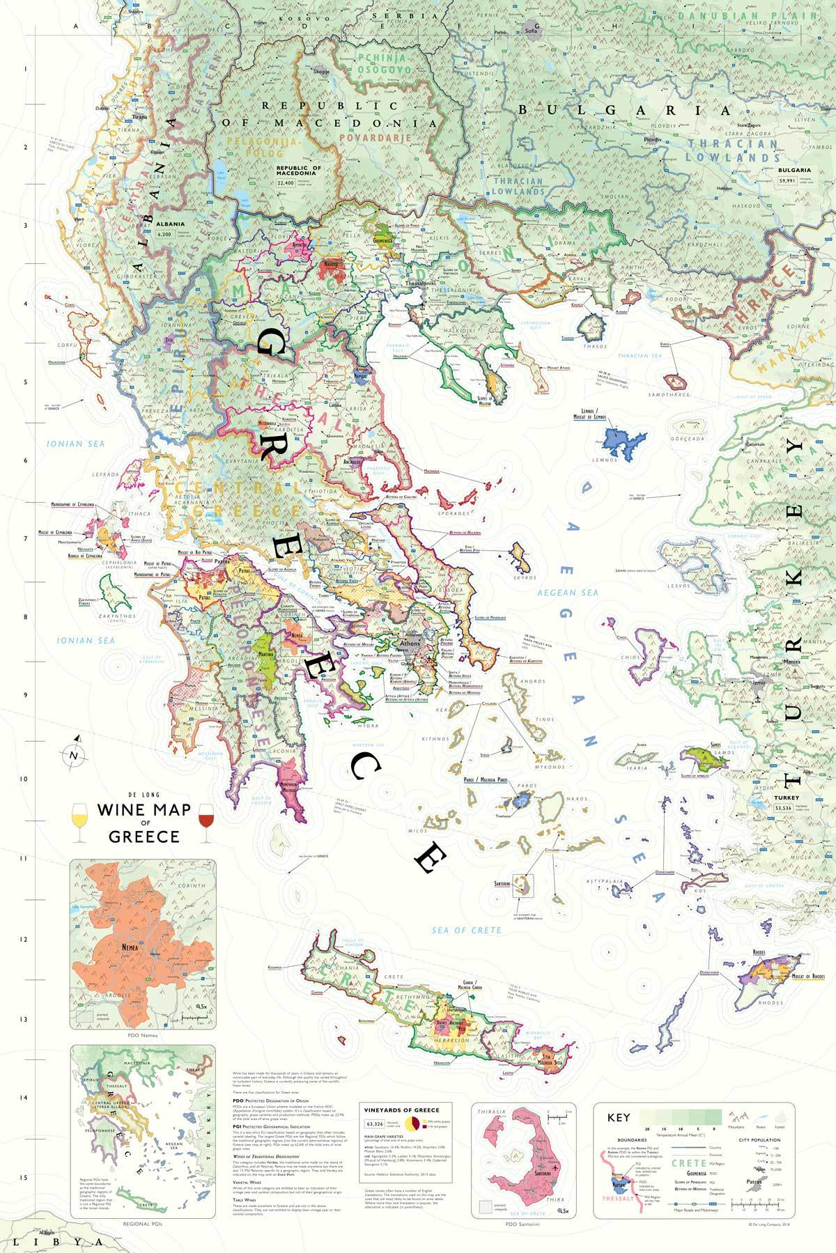 Wine Maps of the World Greece | De Long