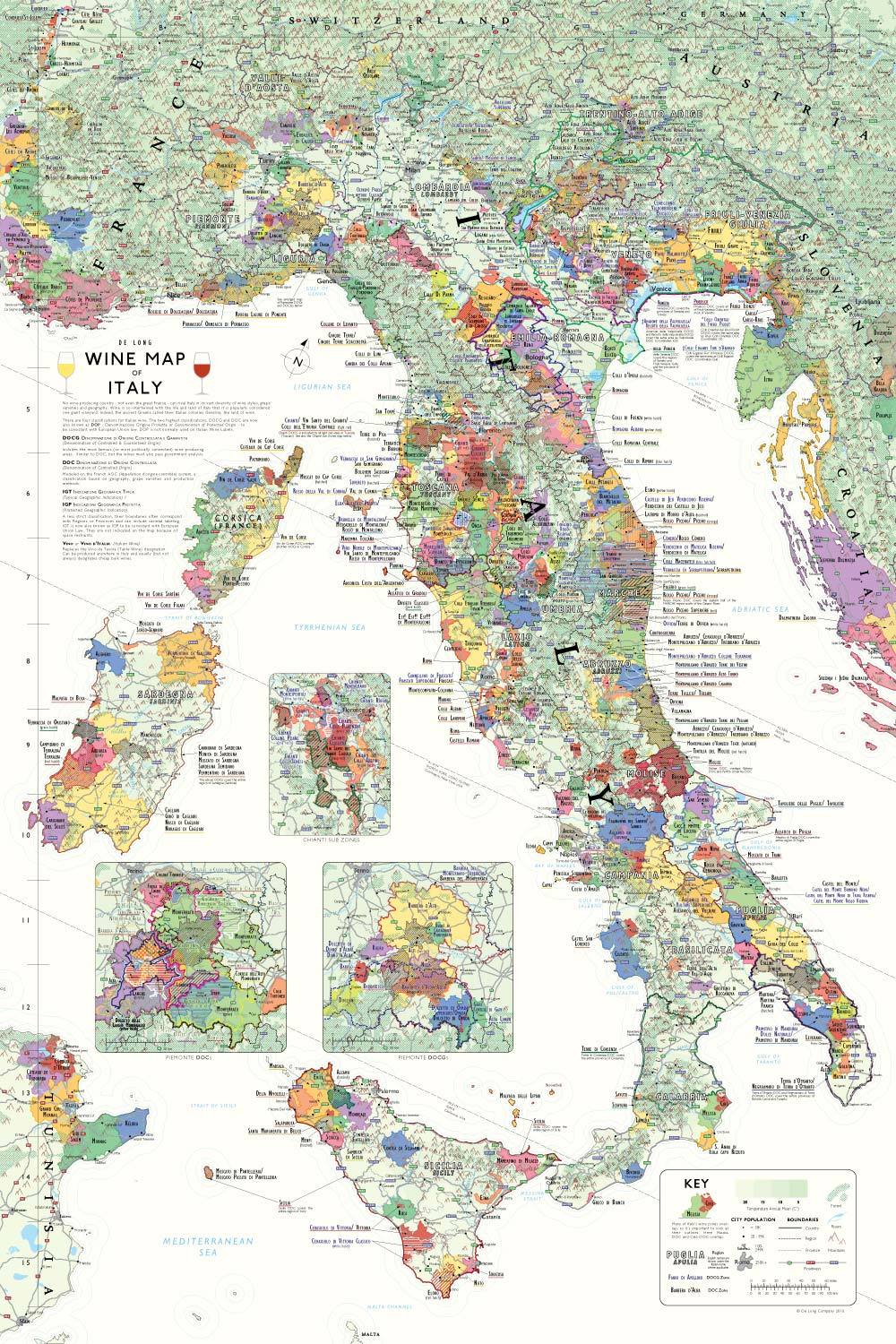 Wine Maps of the World Italy | De Long