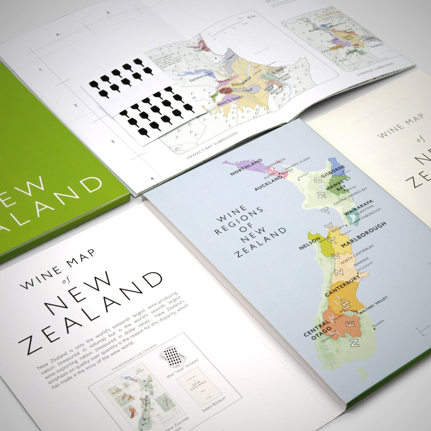 Wine Map of New Zealand Bookshelf Edition Open