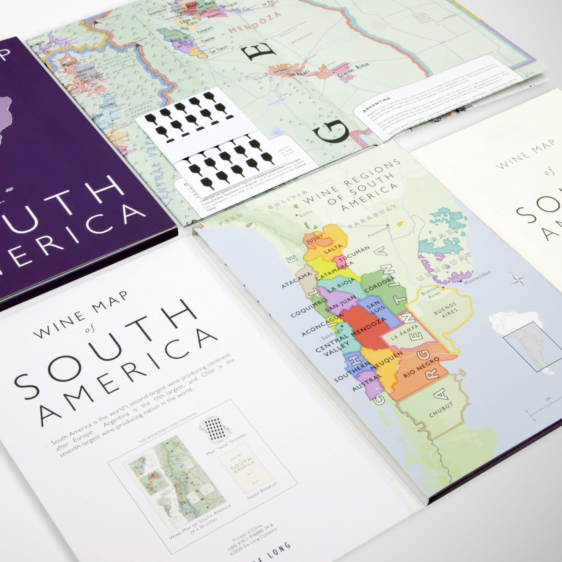 Wine Map of South America Bookshelf Edition Open