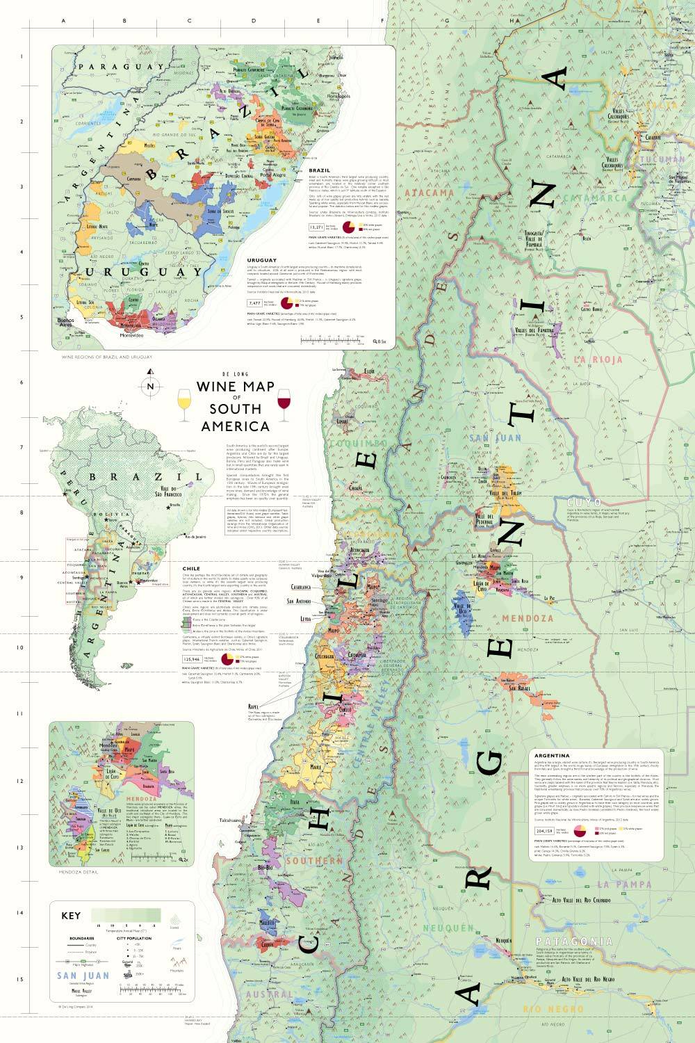Wine Maps of the World South America | De Long