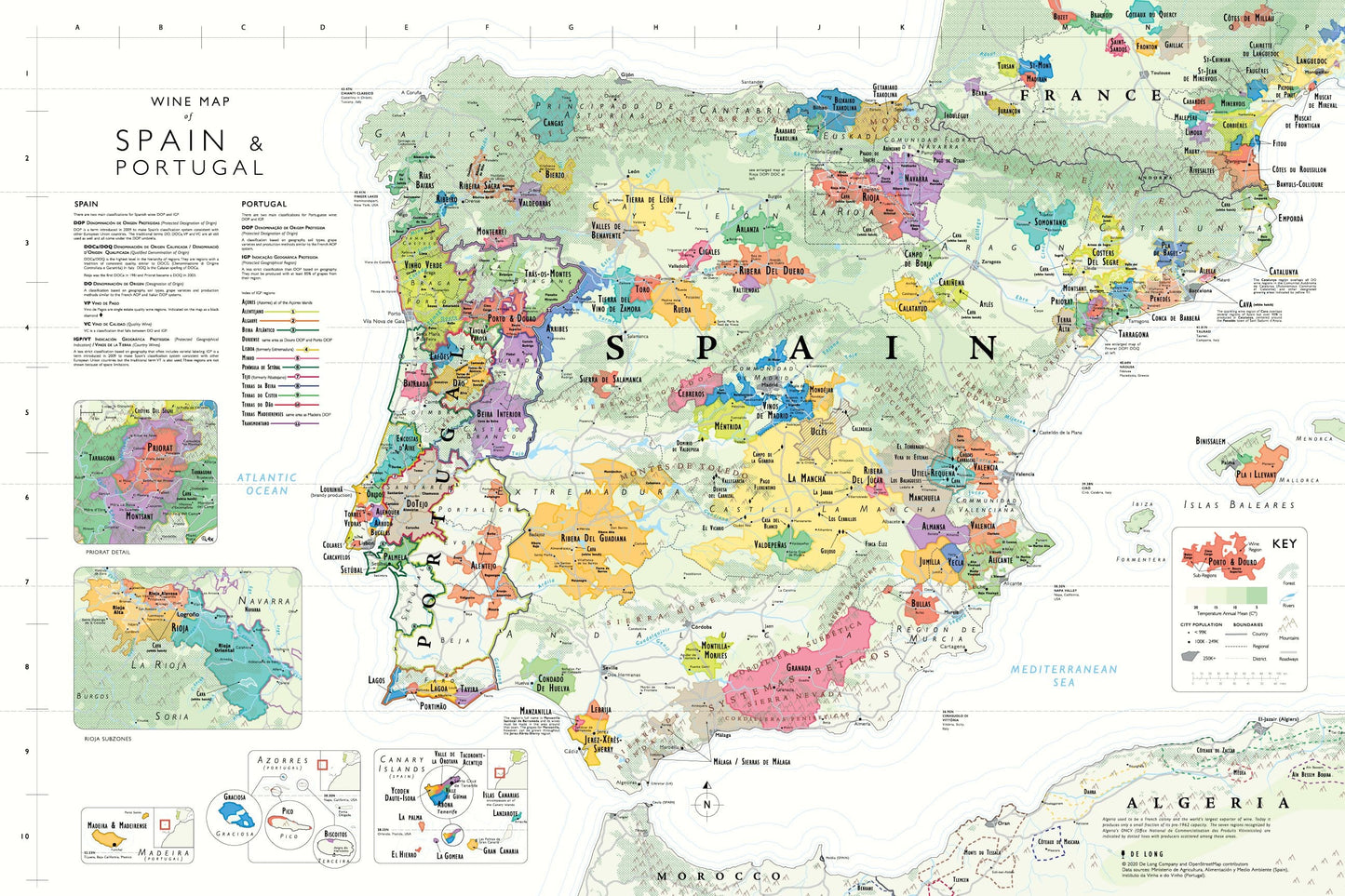 Wine Map of Spain & Portugal - Bookshelf Edition map