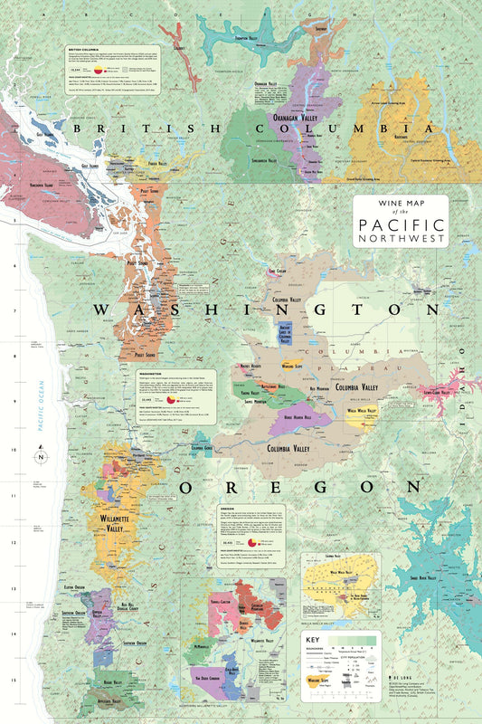 Wine Map of the Pacific Northwest (Oregon, Washington and British Columbia)